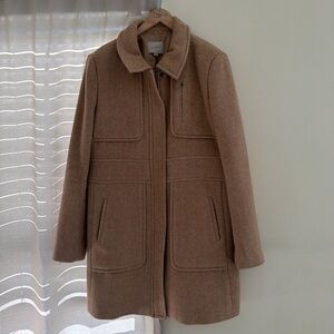 LOFT Camel/Tan Wool Blend Pea Coat